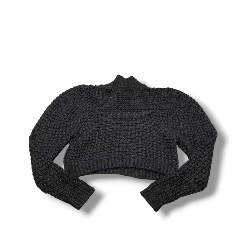 ZARA Women's Black Wool Blend Knit Mock Neck Crop Sweater - Picture 4 of 16